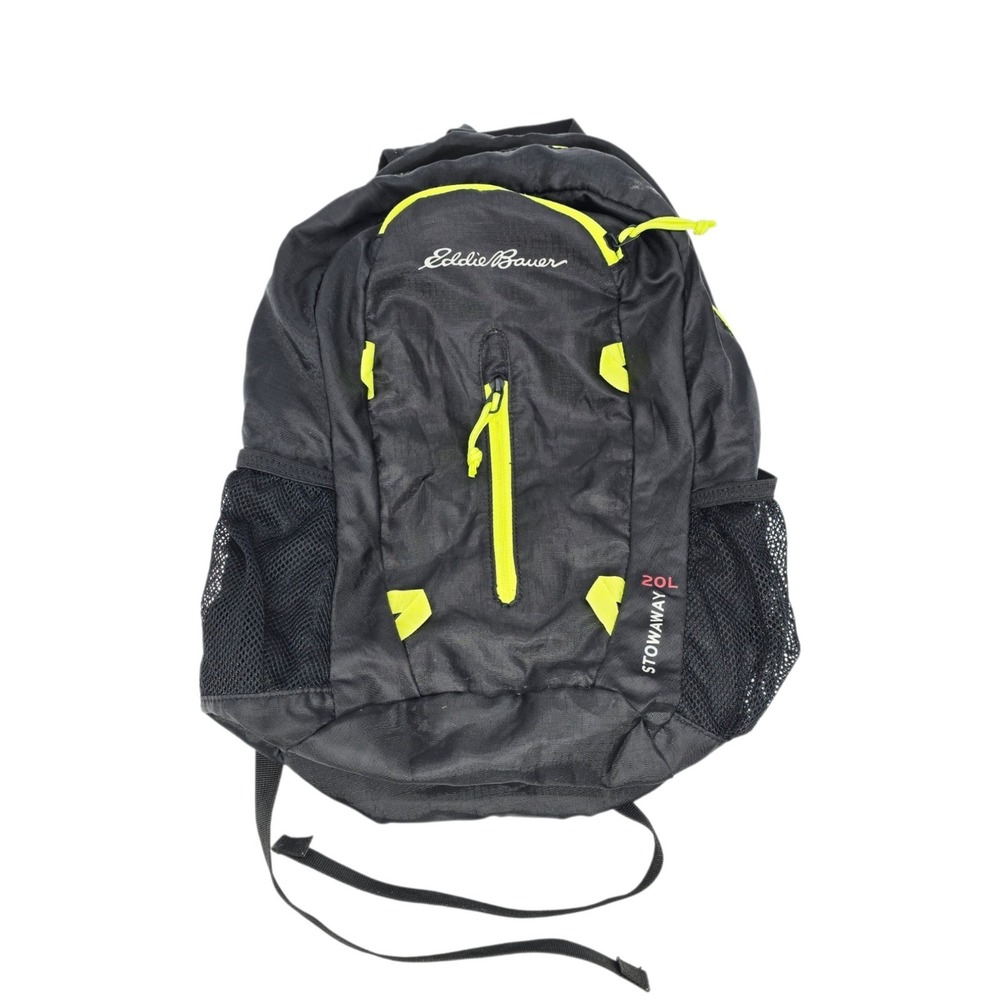 Eddie Bauer Stowaway 20L Backpack Day Pack Black Neon Green Camping Hiking